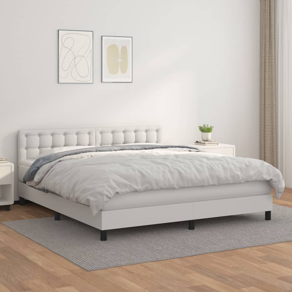 Sommier à lattes de lit avec matelas Blanc 160x200cm Similicuir - XIOS