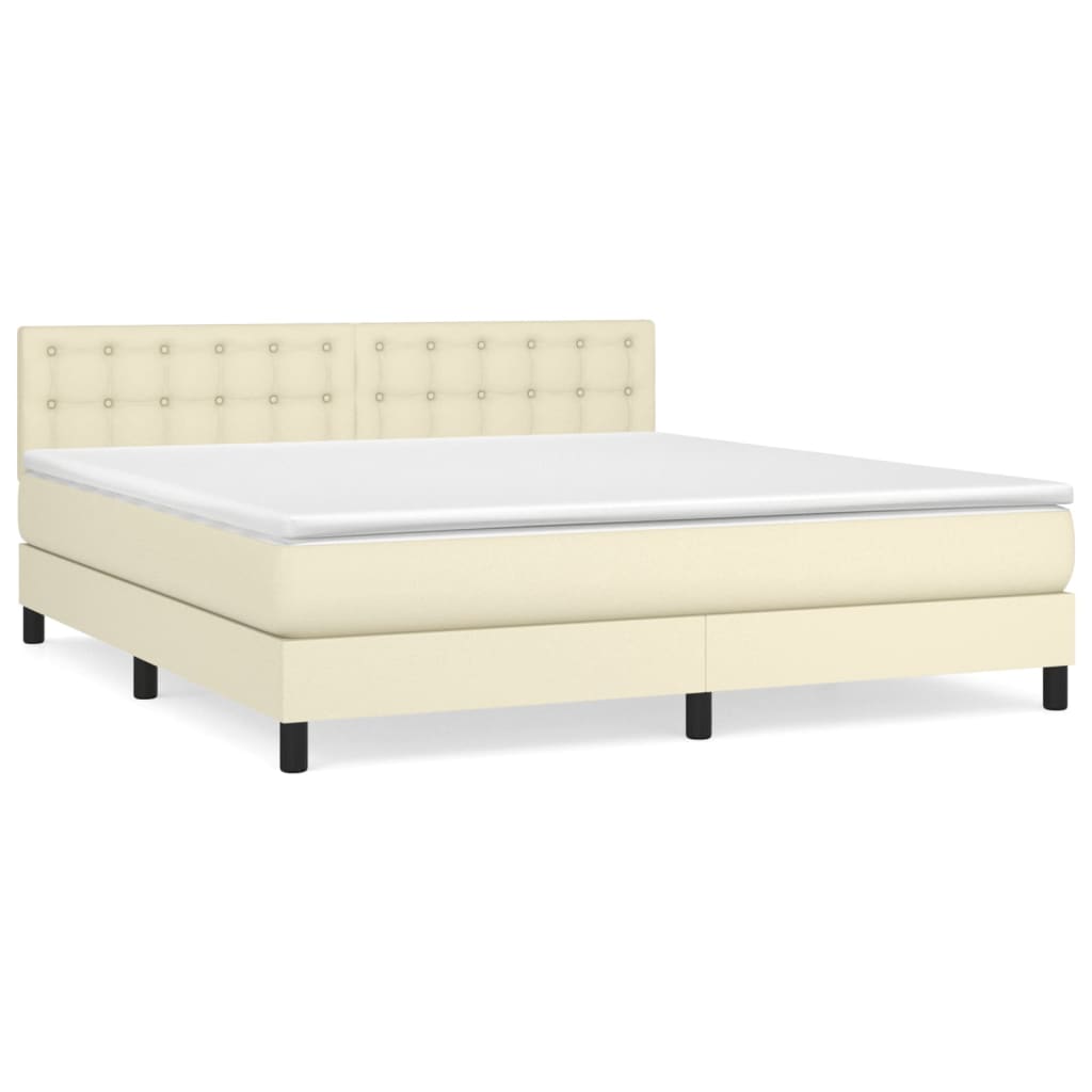 Sommier à lattes de lit avec matelas Crème 160x200cm Similicuir - XIOS