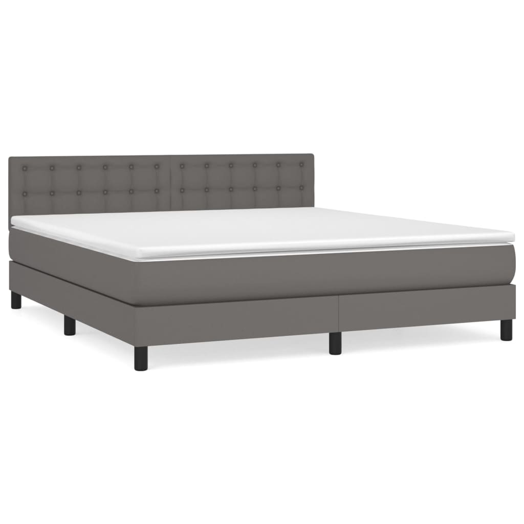 Sommier à lattes de lit avec matelas Gris 160x200 cm Similicuir - XIOS