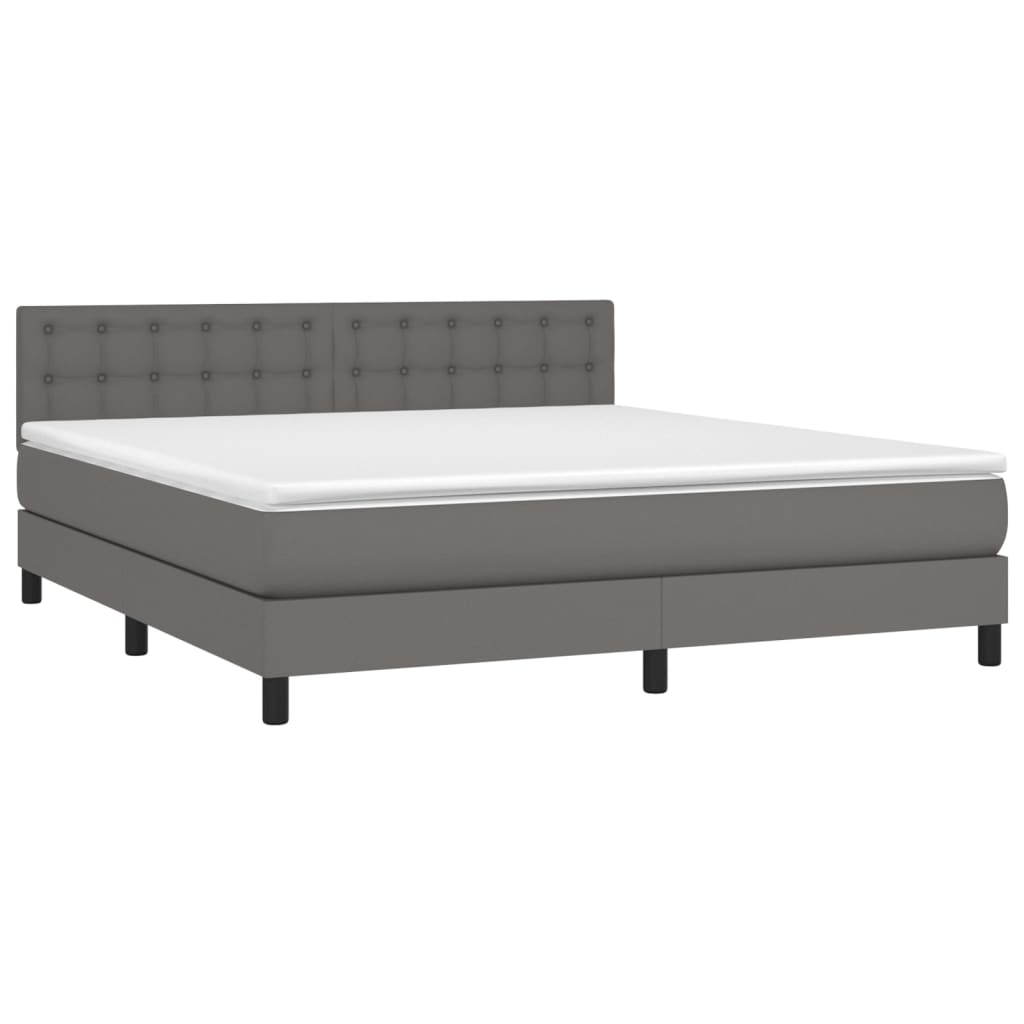 Sommier à lattes de lit avec matelas Gris 160x200 cm Similicuir - XIOS