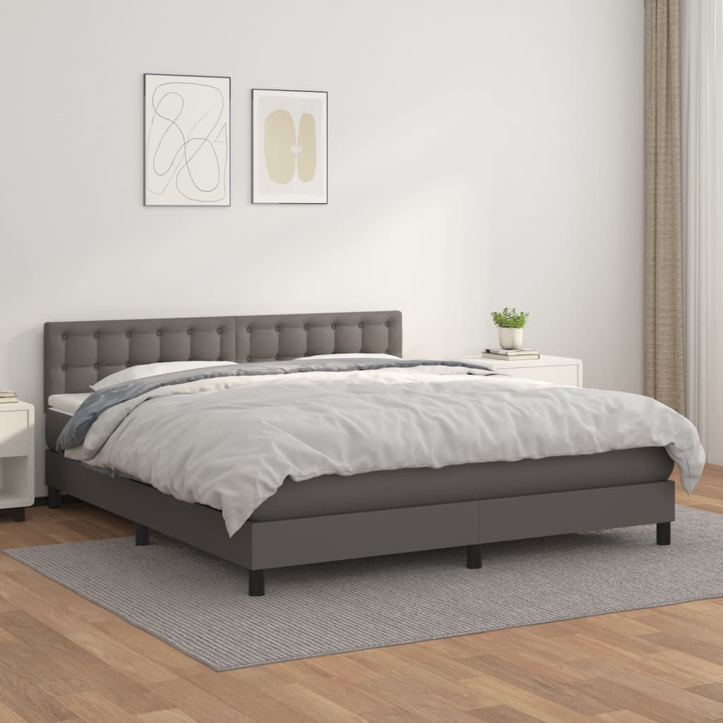 Sommier à lattes de lit avec matelas Gris 160x200 cm Similicuir - XIOS