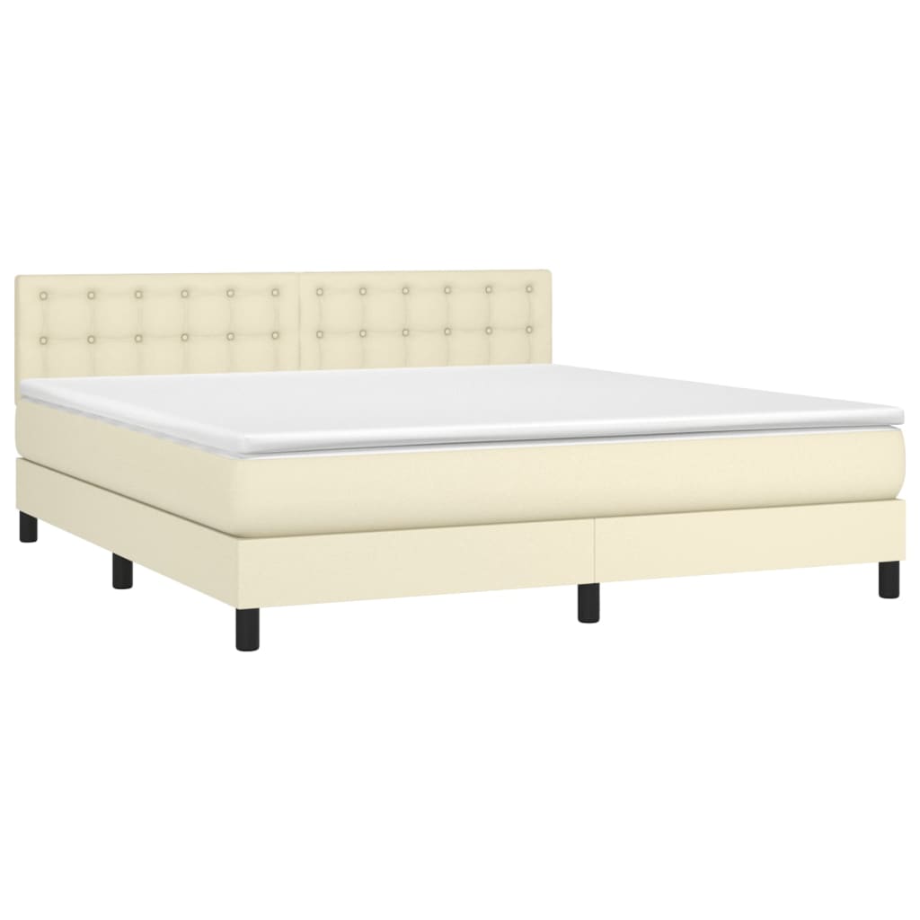Sommier à lattes de lit avec matelas Crème 180x200cm Similicuir