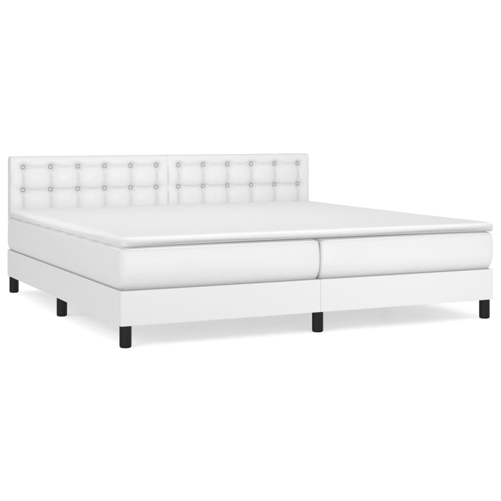 Sommier à lattes de lit avec matelas Blanc 200x200cm Similicuir - XIOS