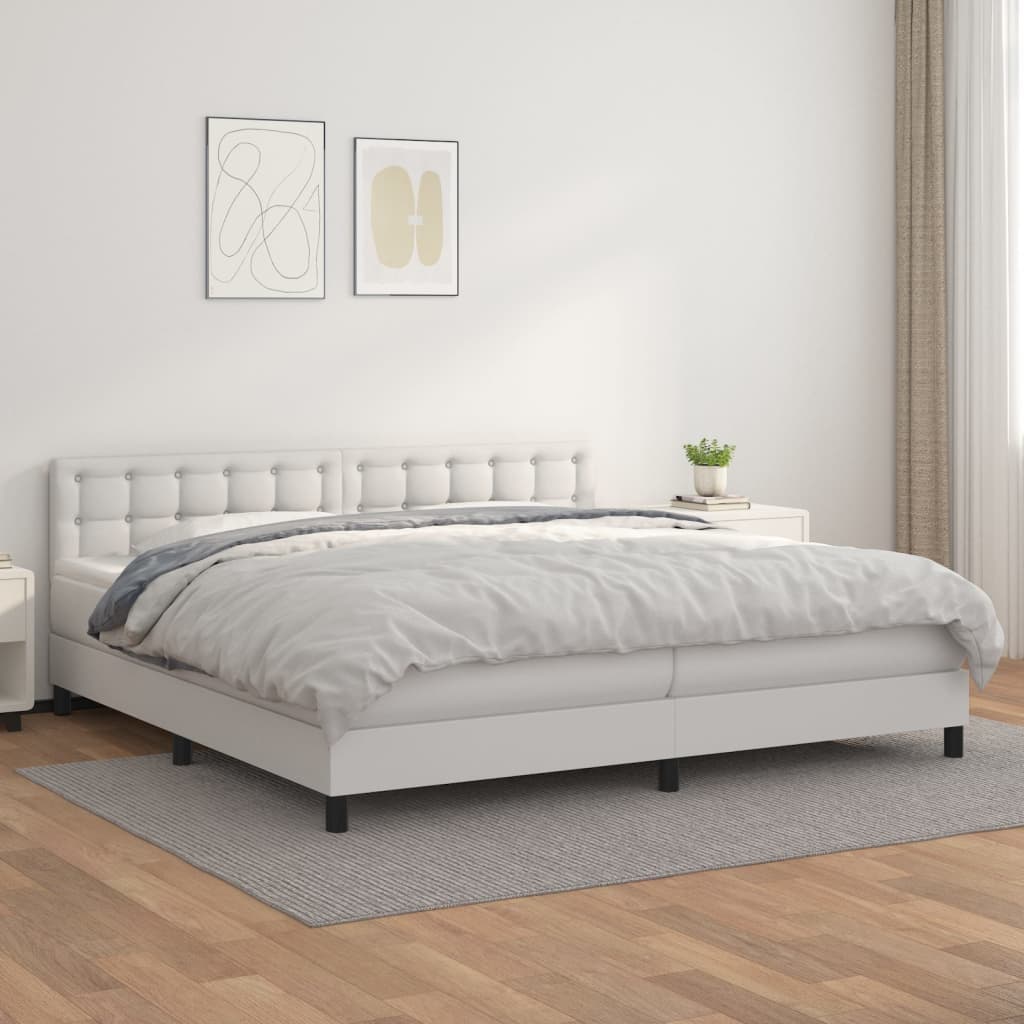 Sommier à lattes de lit avec matelas Blanc 200x200cm Similicuir - XIOS