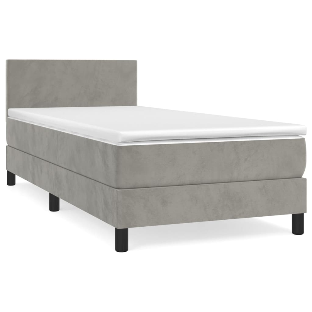 Sommier à lattes de lit et matelas Gris clair 80x200 cm Velours - XIOS