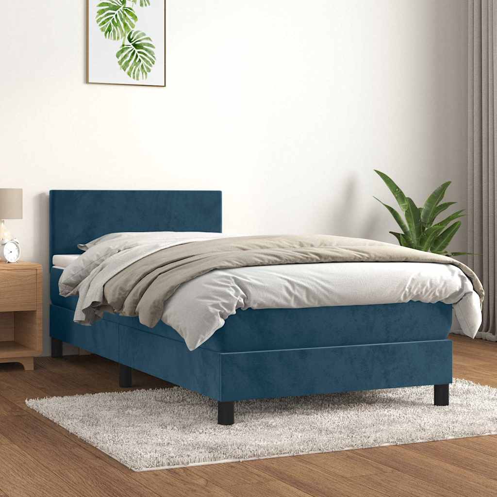 Sommier à lattes de lit avec matelas Bleu foncé 100x200 cm - XIOS