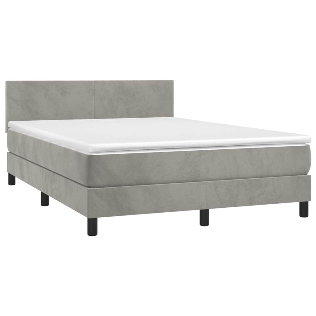 Sommier à lattes de lit et matelas Gris clair 140x190cm Velours - XIOS