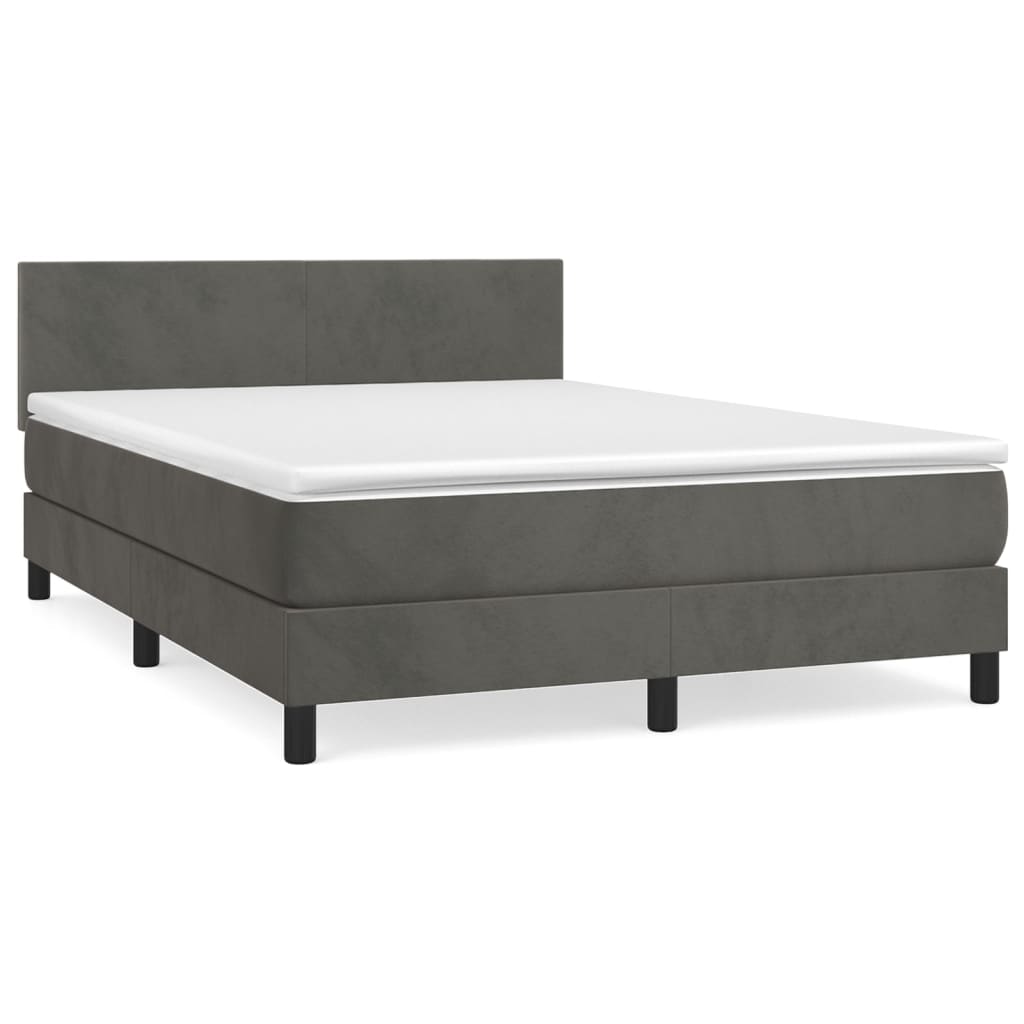 Sommier à lattes de lit et matelas Gris foncé 140x190cm Velours - XIOS