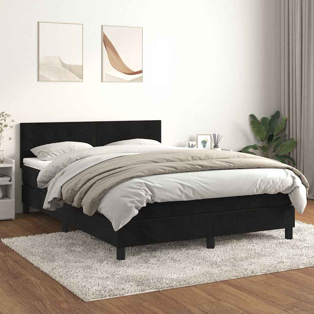 Sommier à lattes de lit avec matelas Noir 140x190 cm Velours - XIOS