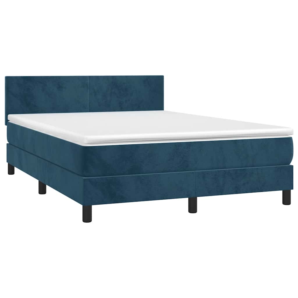 Sommier à lattes de lit et matelas Bleu foncé 140x190cm Velours - XIOS