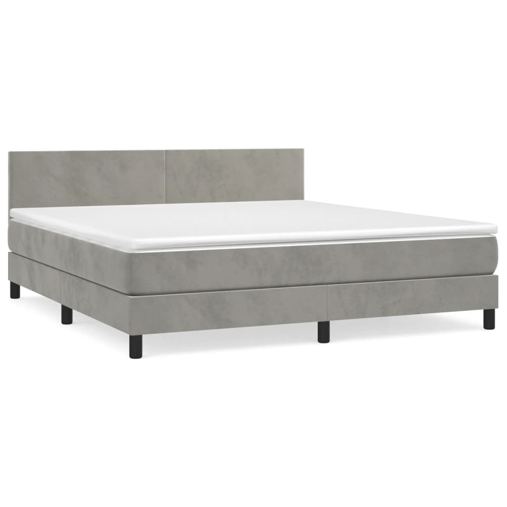 Sommier à lattes de lit et matelas Gris clair 160x200cm Velours - XIOS