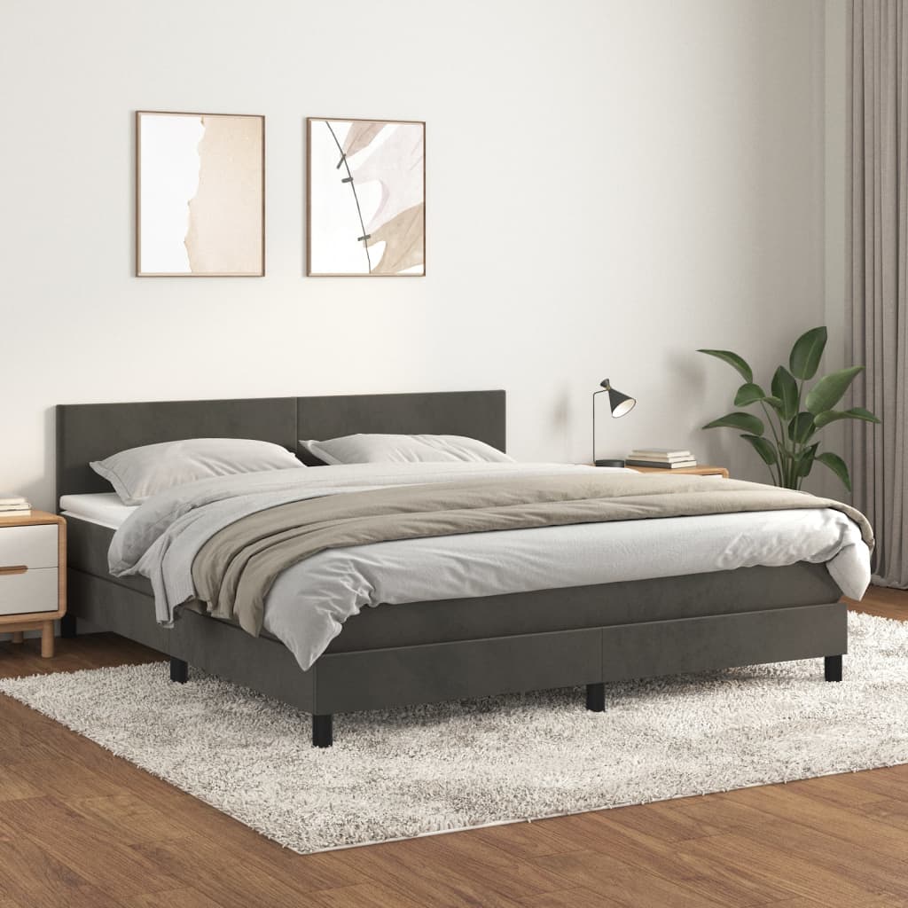Sommier à lattes de lit et matelas Gris foncé 160x200cm Velours - XIOS