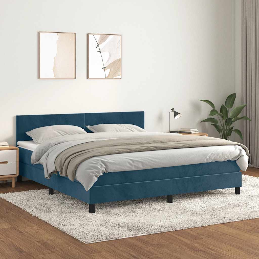 Sommier à lattes de lit et matelas Bleu foncé 160x200cm Velours - XIOS