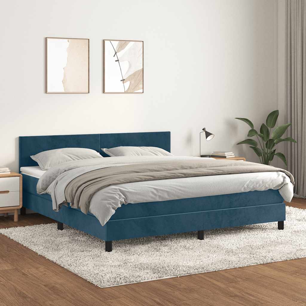 Sommier à lattes de lit et matelas Bleu foncé 180x200cm Velours - XIOS