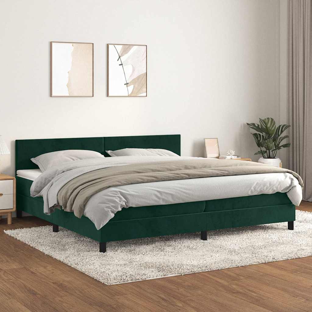 Sommier à lattes de lit et matelas Vert foncé 200x200cm Velours - XIOS