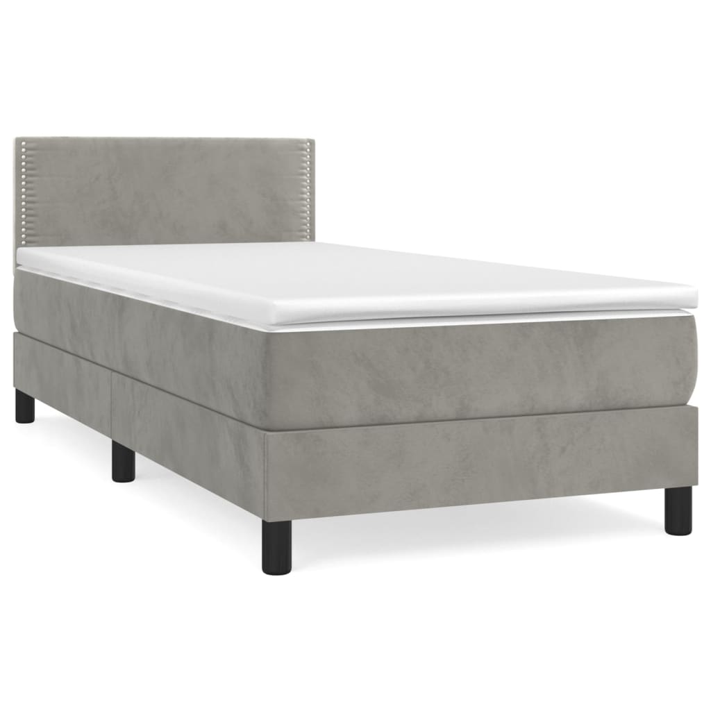 Sommier à lattes de lit et matelas Gris clair 90x190 cm Velours - XIOS
