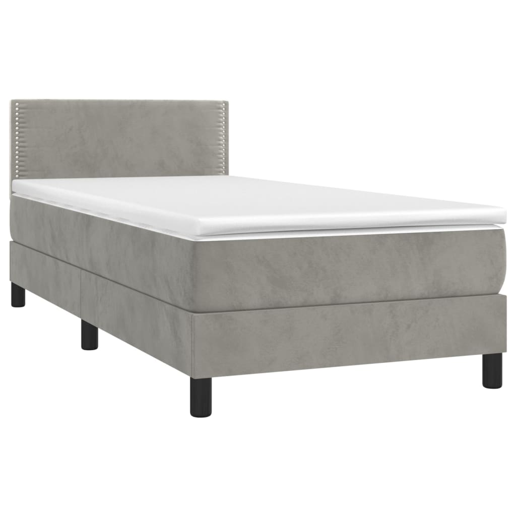 Sommier à lattes de lit et matelas Gris clair 90x190 cm Velours - XIOS