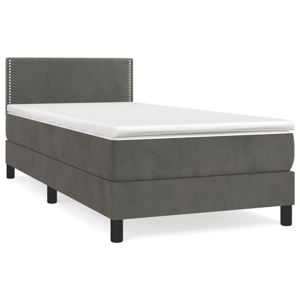Sommier à lattes de lit et matelas Gris foncé 90x190 cm Velours - XIOS