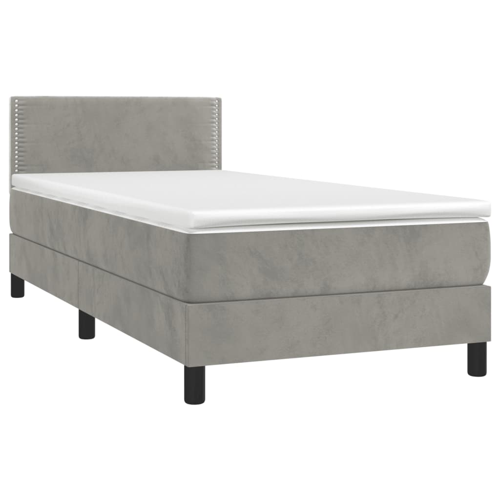 Sommier à lattes de lit et matelas Gris clair 90x200 cm Velours - XIOS