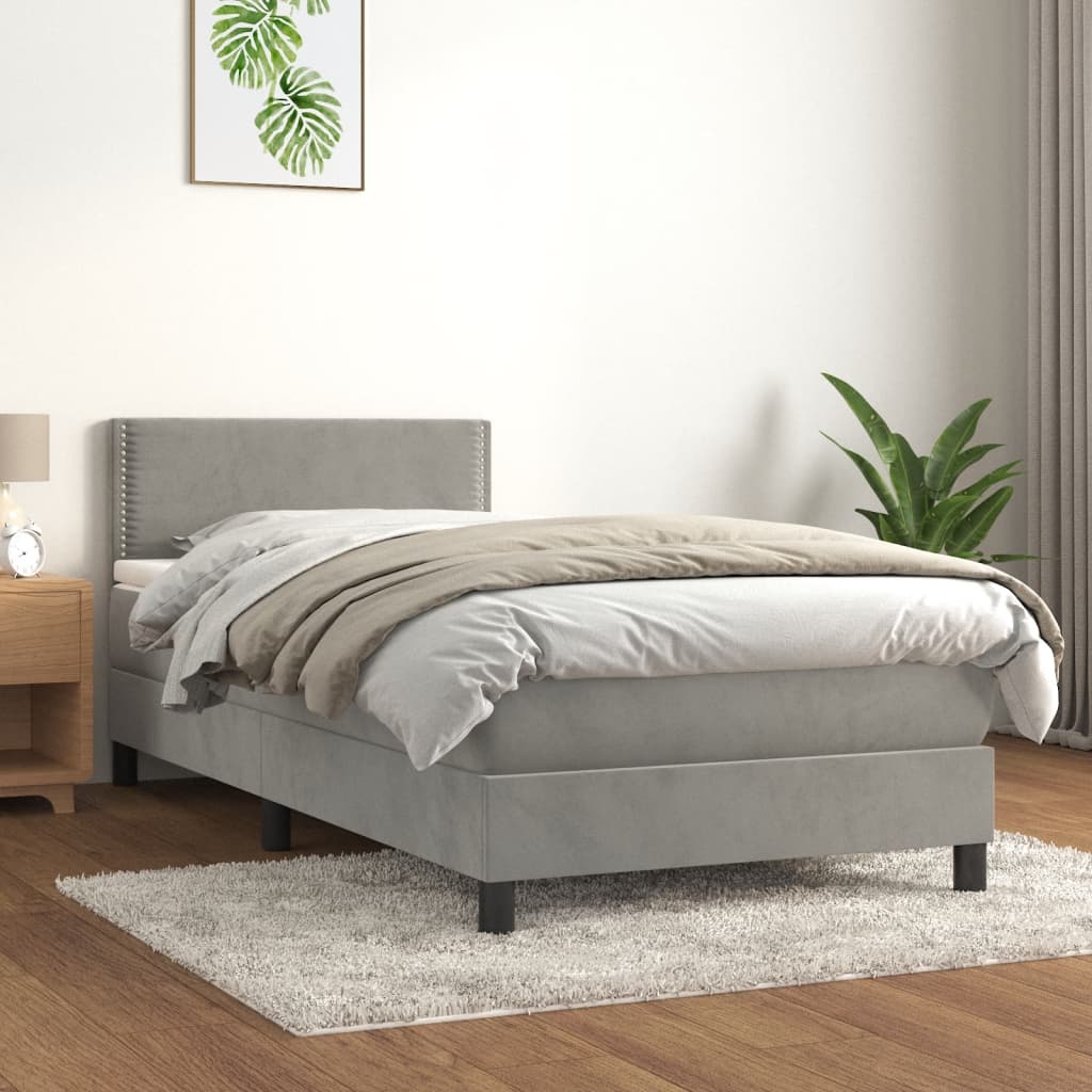 Sommier à lattes de lit et matelas Gris clair 90x200 cm Velours - XIOS