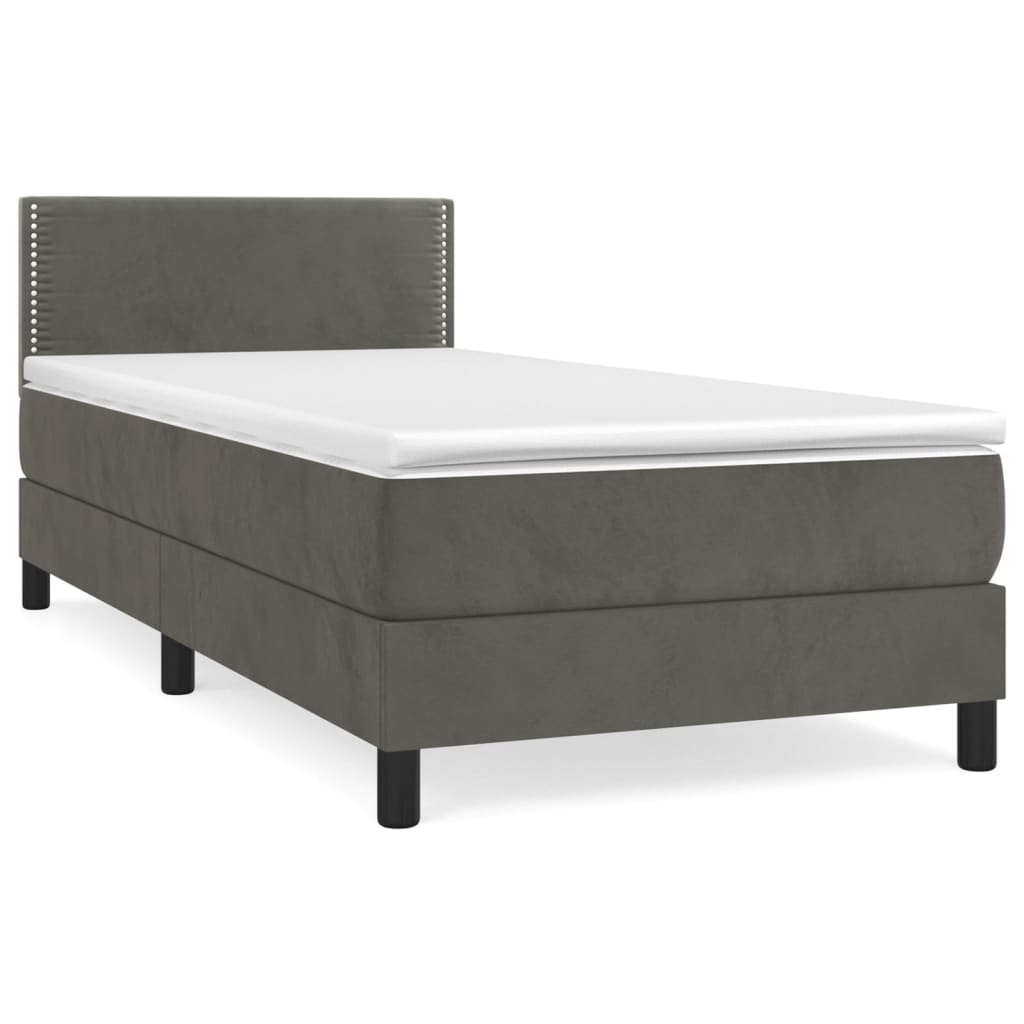 Sommier à lattes de lit et matelas Gris foncé 90x200 cm Velours - XIOS