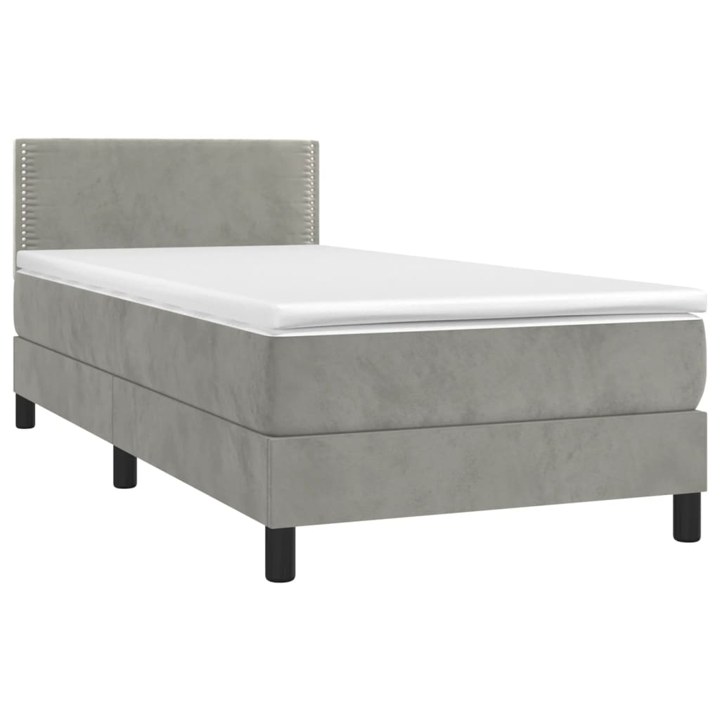 Sommier à lattes de lit et matelas Gris clair 100x200cm Velours - XIOS