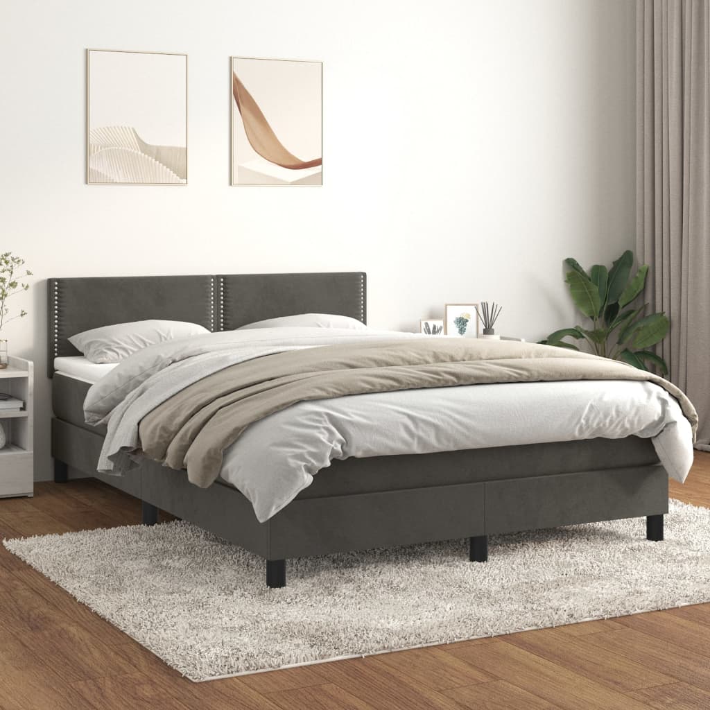 Sommier à lattes de lit et matelas Gris foncé 140x190cm Velours - XIOS