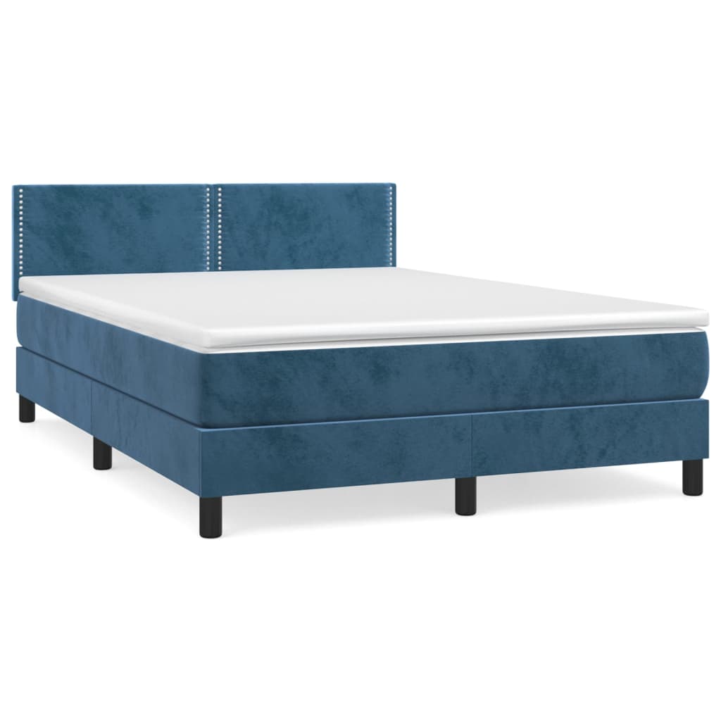 Sommier à lattes de lit et matelas Bleu foncé 140x190cm Velours - XIOS