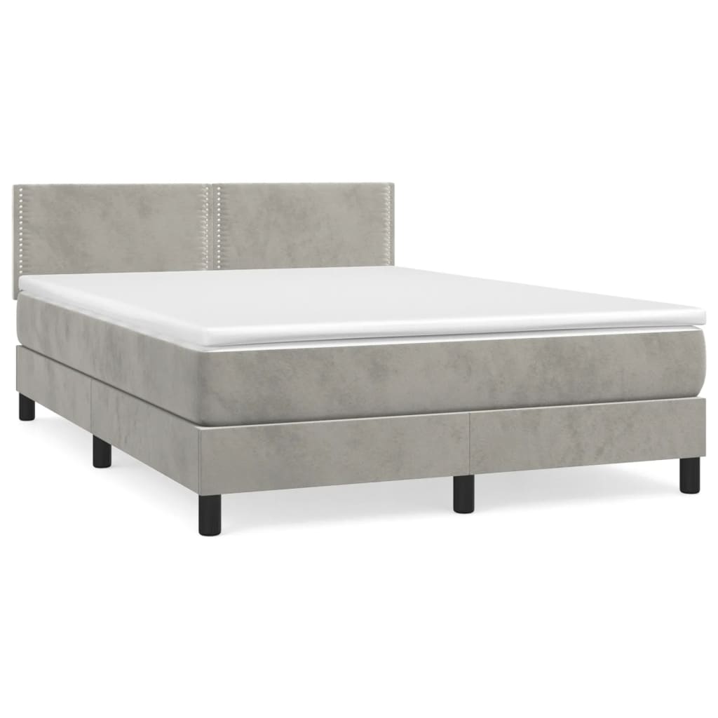 Sommier à lattes de lit et matelas Gris clair 140x200cm Velours - XIOS