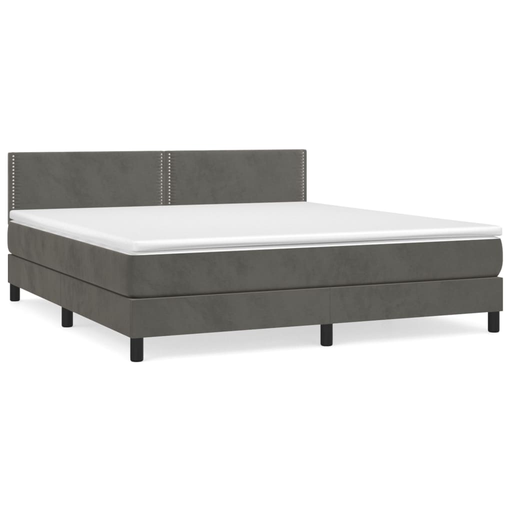 Sommier à lattes de lit et matelas Gris foncé 160x200cm Velours - XIOS