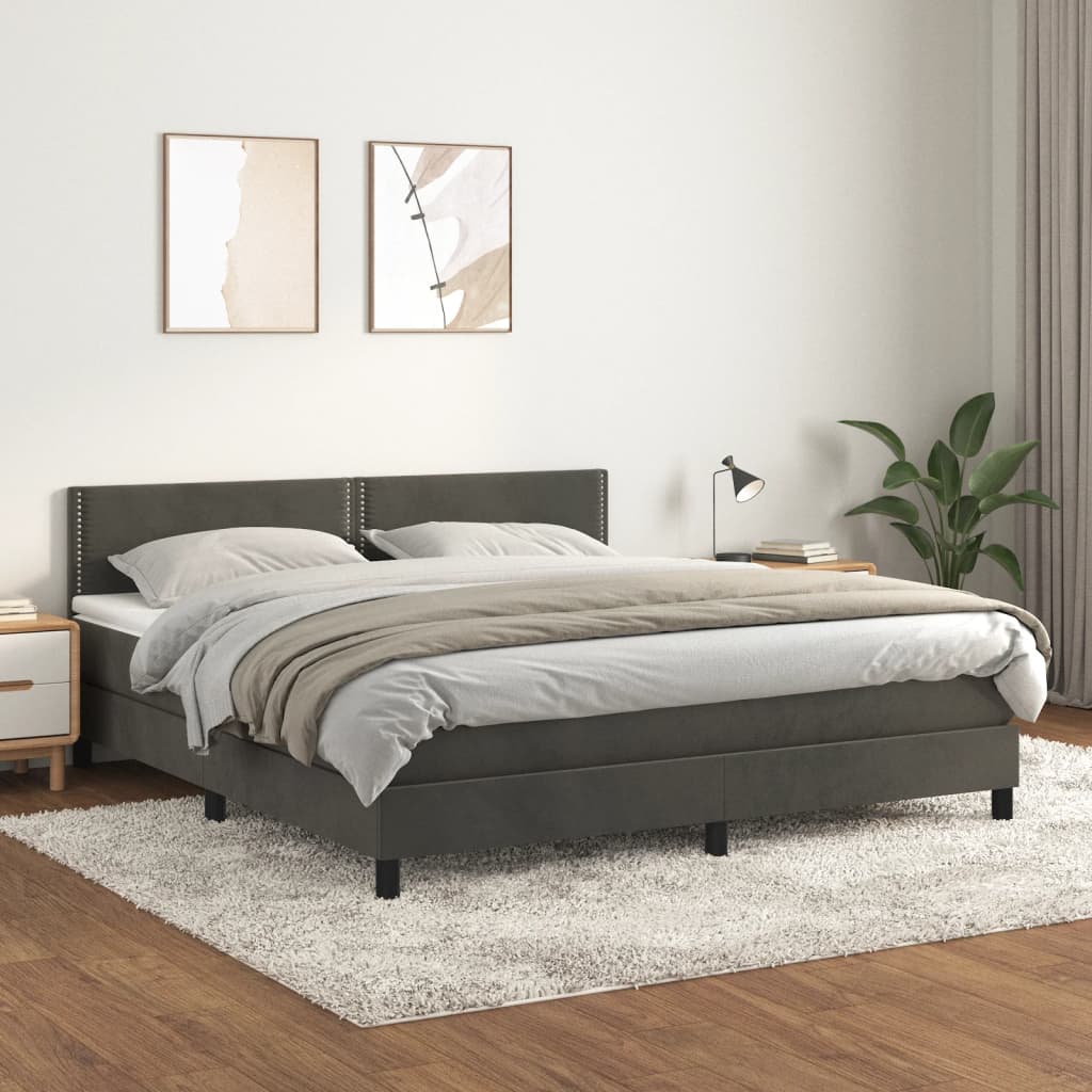 Sommier à lattes de lit et matelas Gris foncé 160x200cm Velours - XIOS