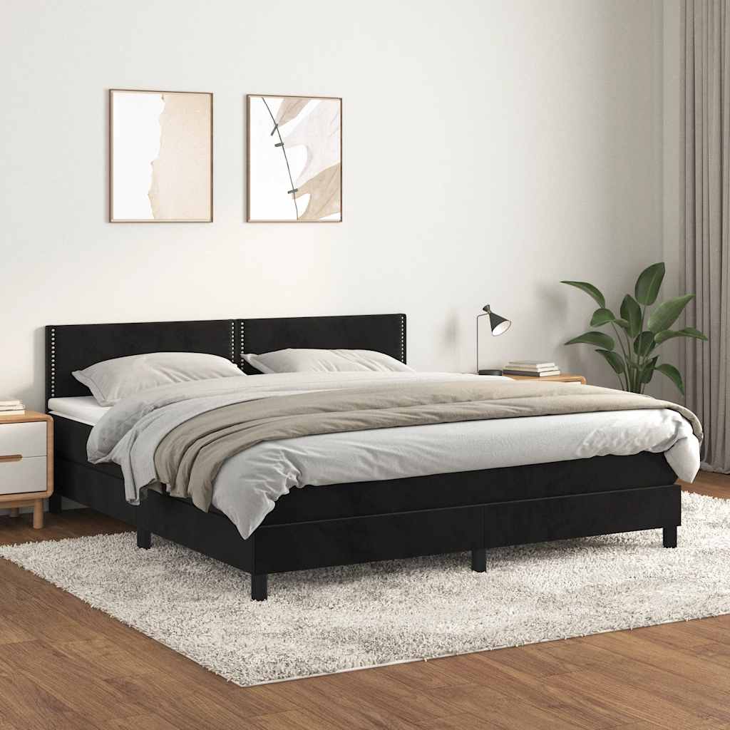 Sommier à lattes de lit avec matelas Noir 180x200 cm Velours - XIOS