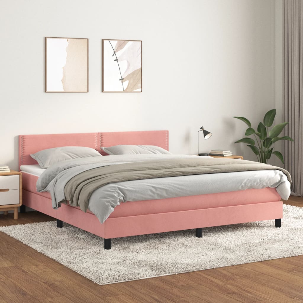 Sommier à lattes de lit avec matelas Rose 180x200 cm Velours - XIOS