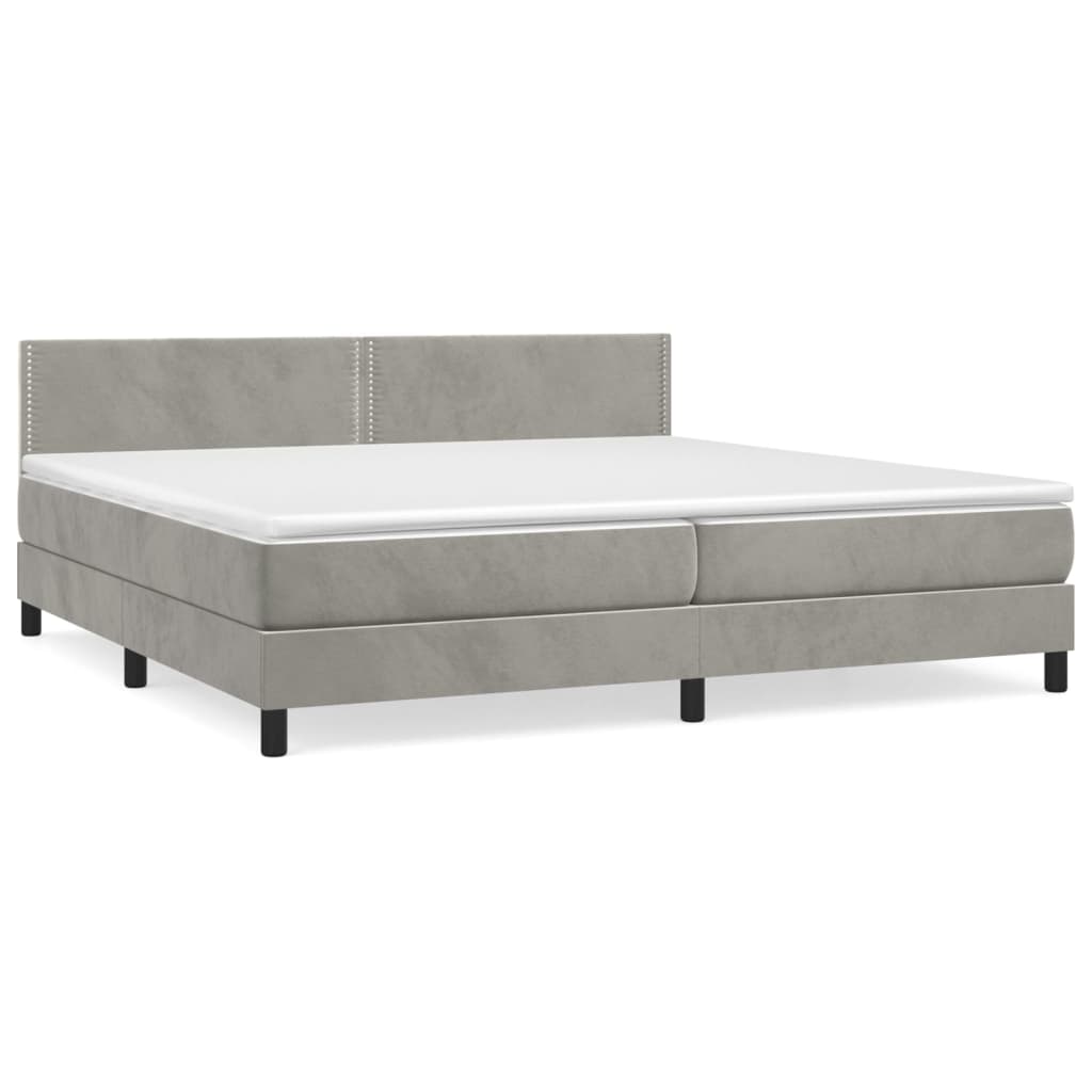 Sommier à lattes de lit et matelas Gris clair 200x200cm Velours - XIOS