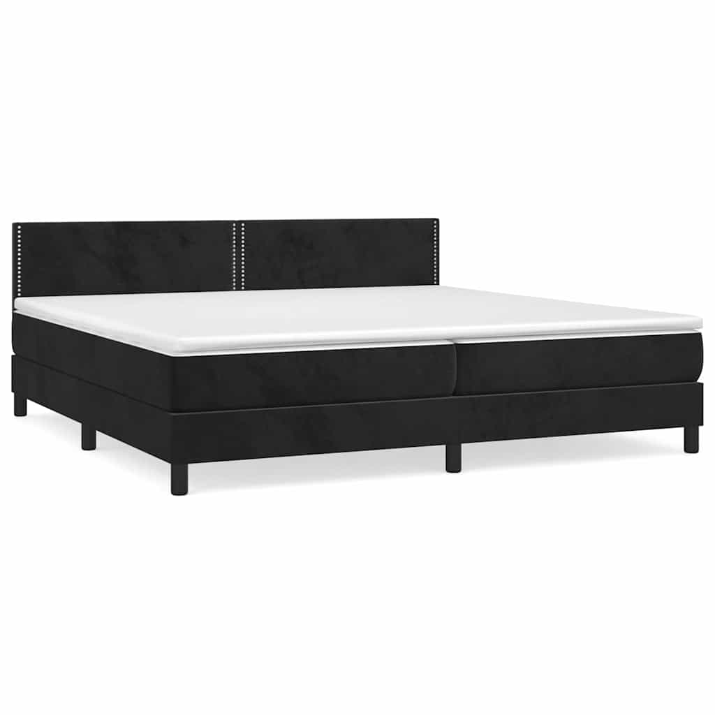 Sommier à lattes de lit et matelas Noir 200x200 cm Velours - XIOS