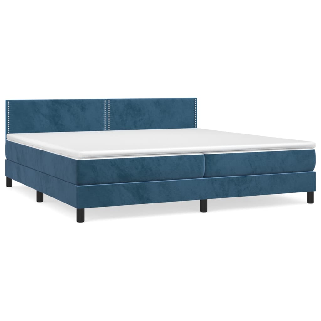 Sommier à lattes de lit et matelas Bleu foncé 200x200cm Velours