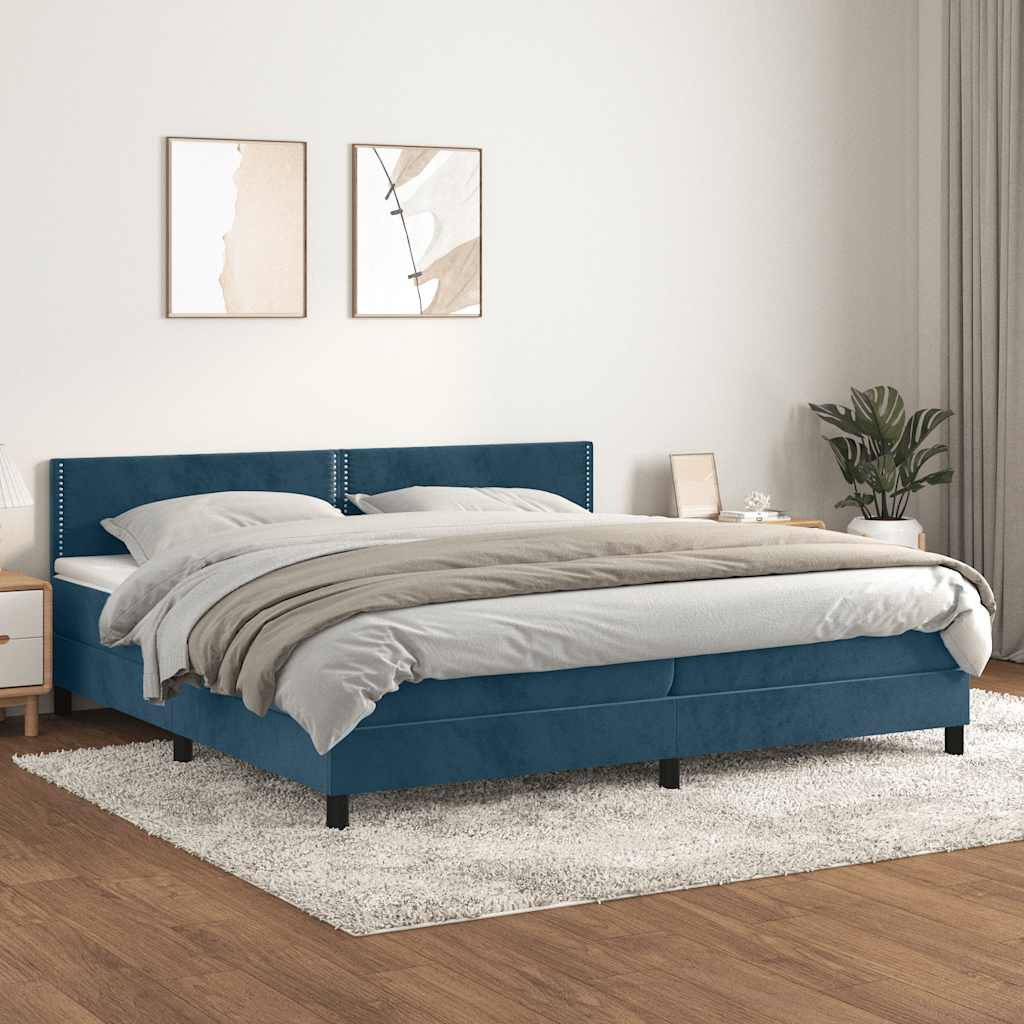 Sommier à lattes de lit et matelas Bleu foncé 200x200cm Velours - XIOS