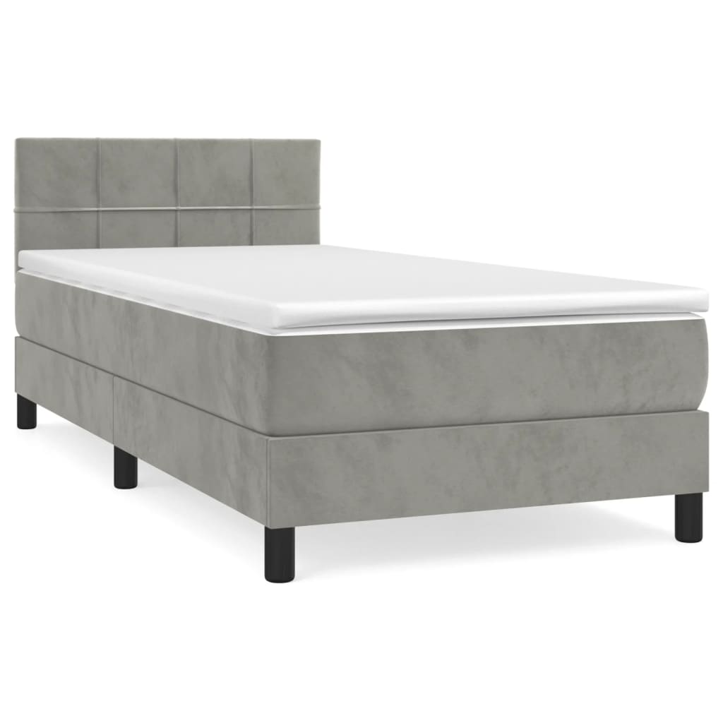 Sommier à lattes de lit et matelas Gris clair 90x190 cm Velours