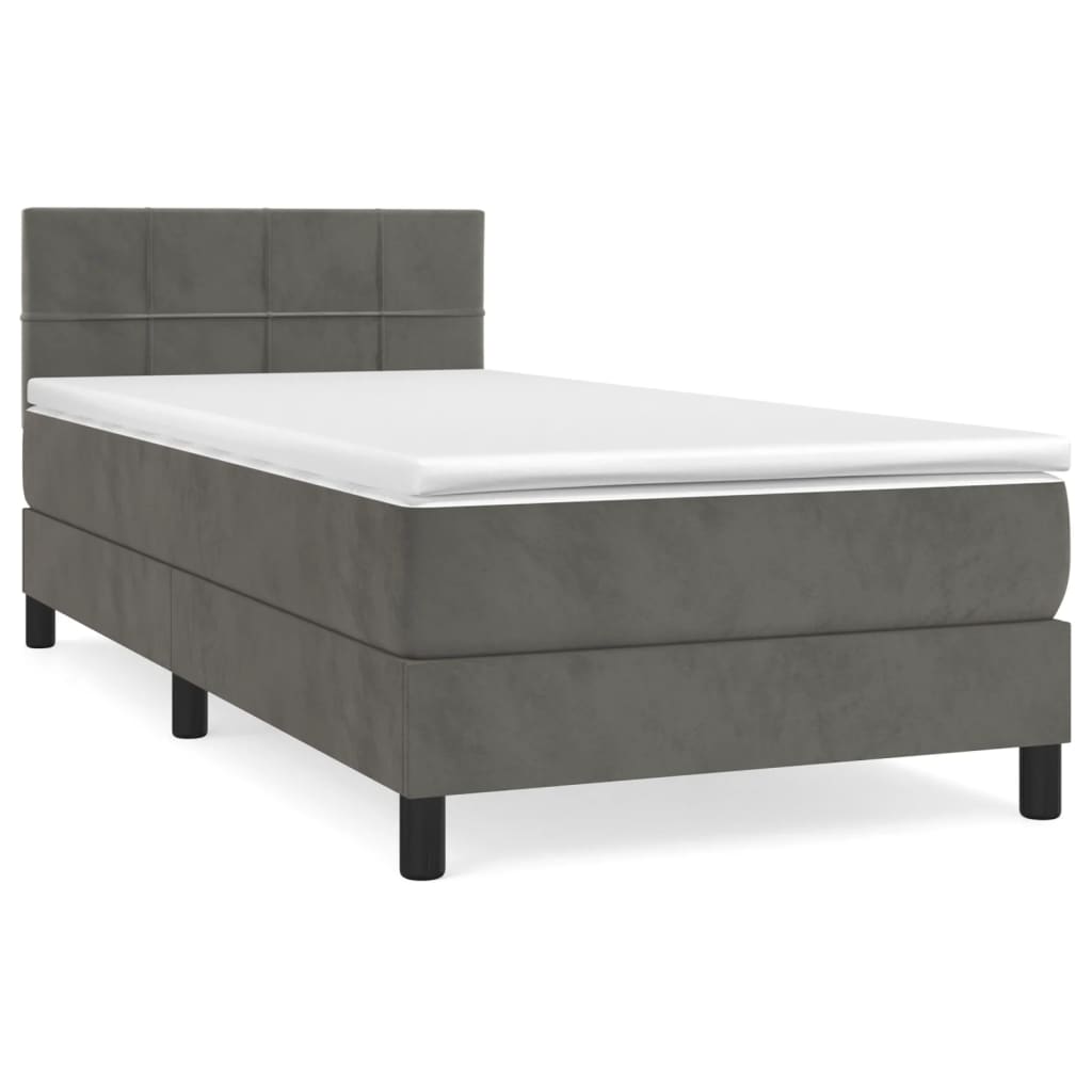 Sommier à lattes de lit et matelas Gris foncé 90x200 cm Velours - XIOS