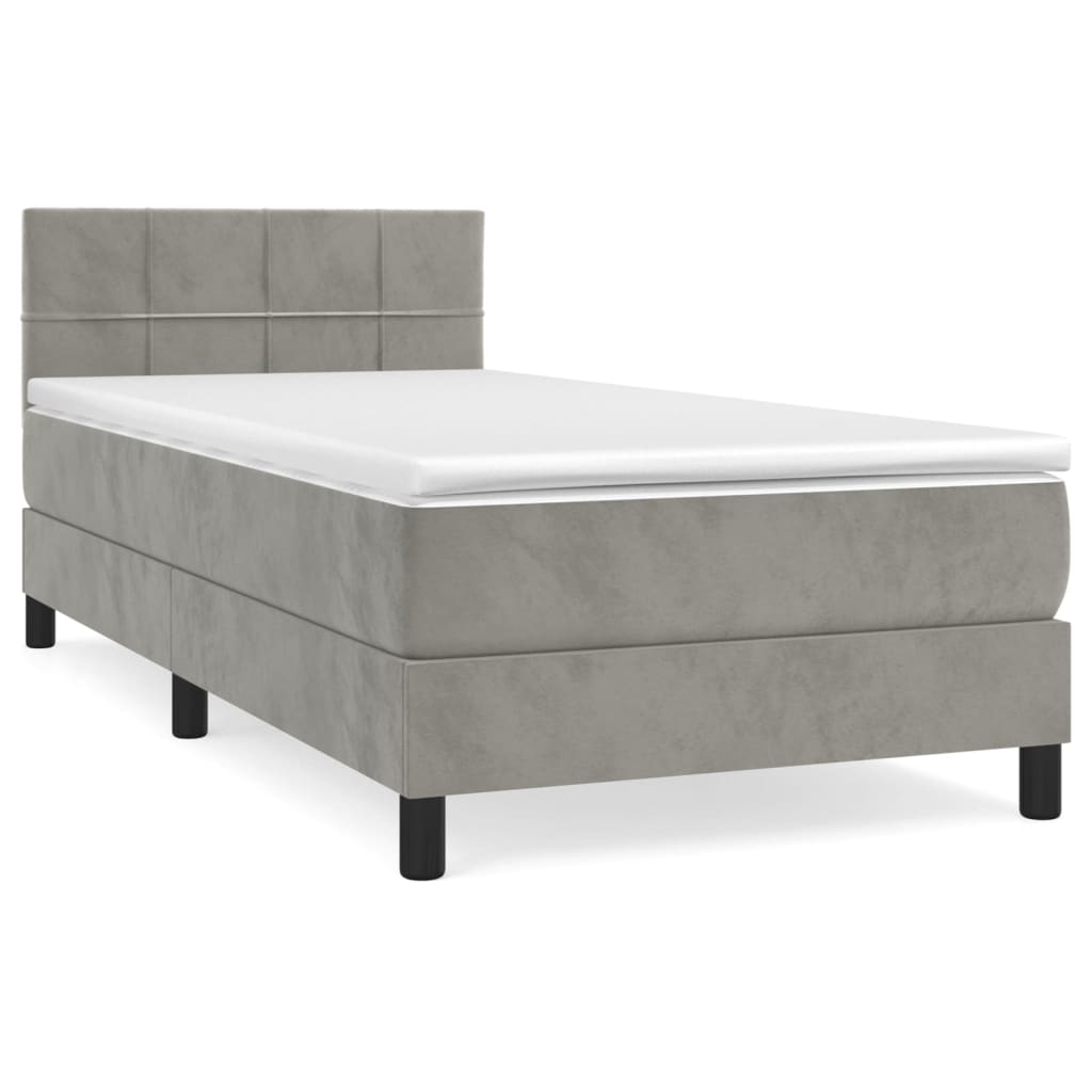 Sommier à lattes de lit et matelas Gris clair 100x200cm Velours - XIOS