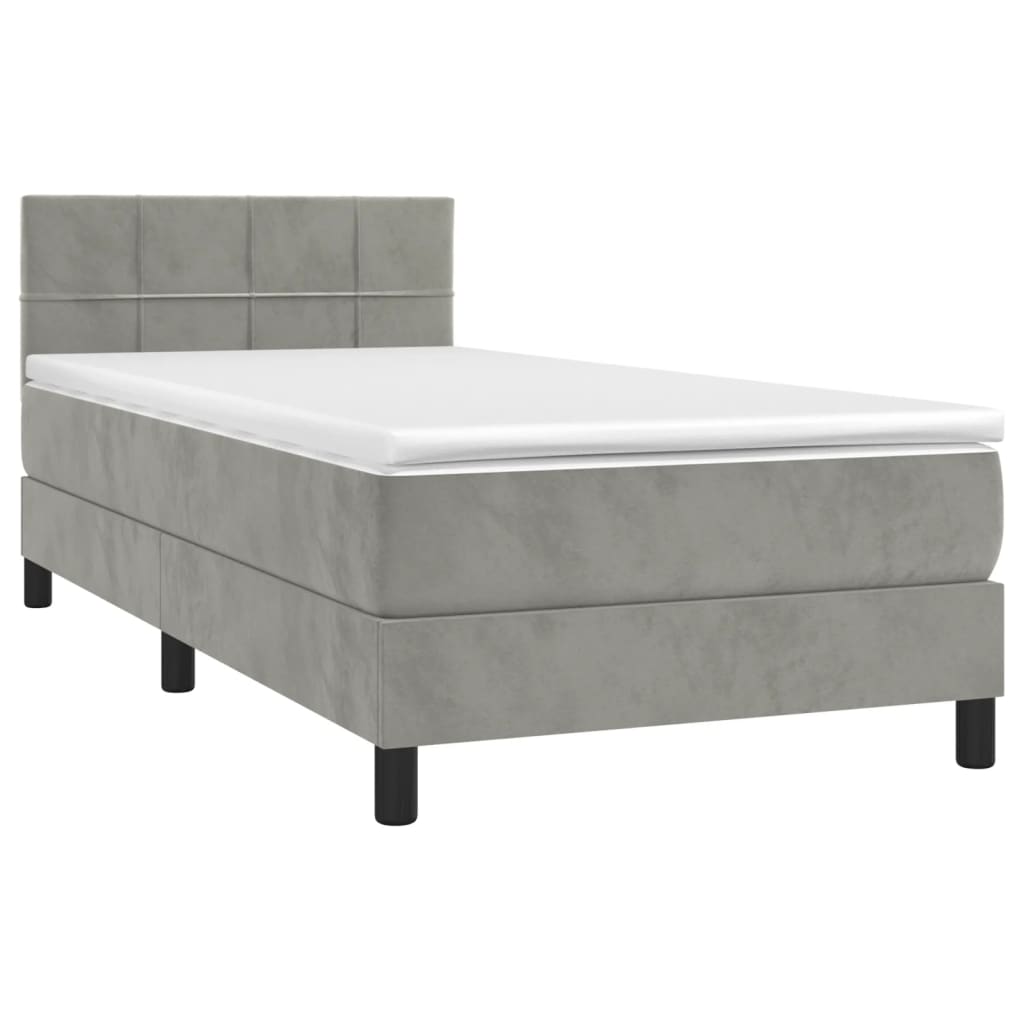 Sommier à lattes de lit et matelas Gris clair 100x200cm Velours - XIOS