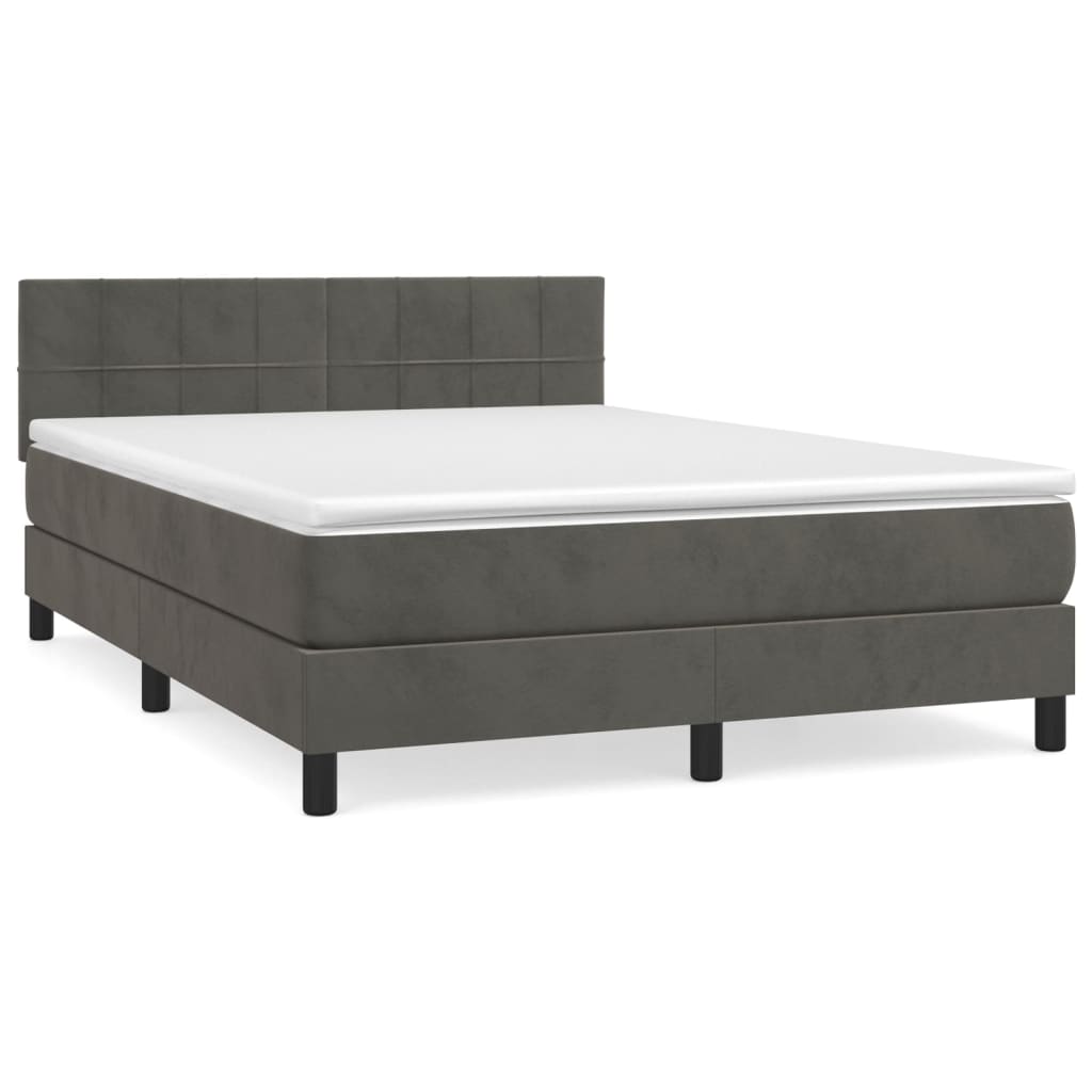 Sommier à lattes de lit et matelas Gris foncé 140x190cm Velours - XIOS