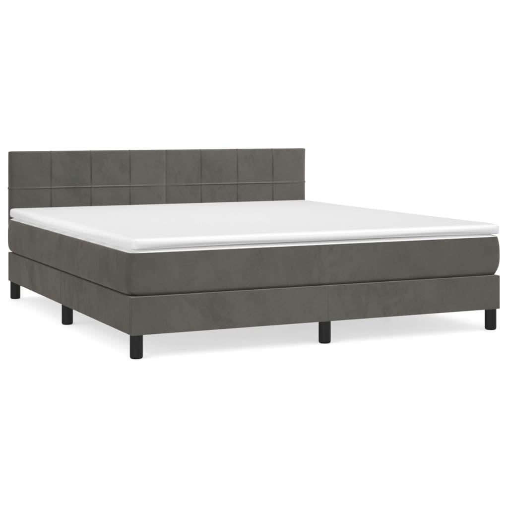 Sommier à lattes de lit et matelas Gris foncé 160x200cm Velours - XIOS