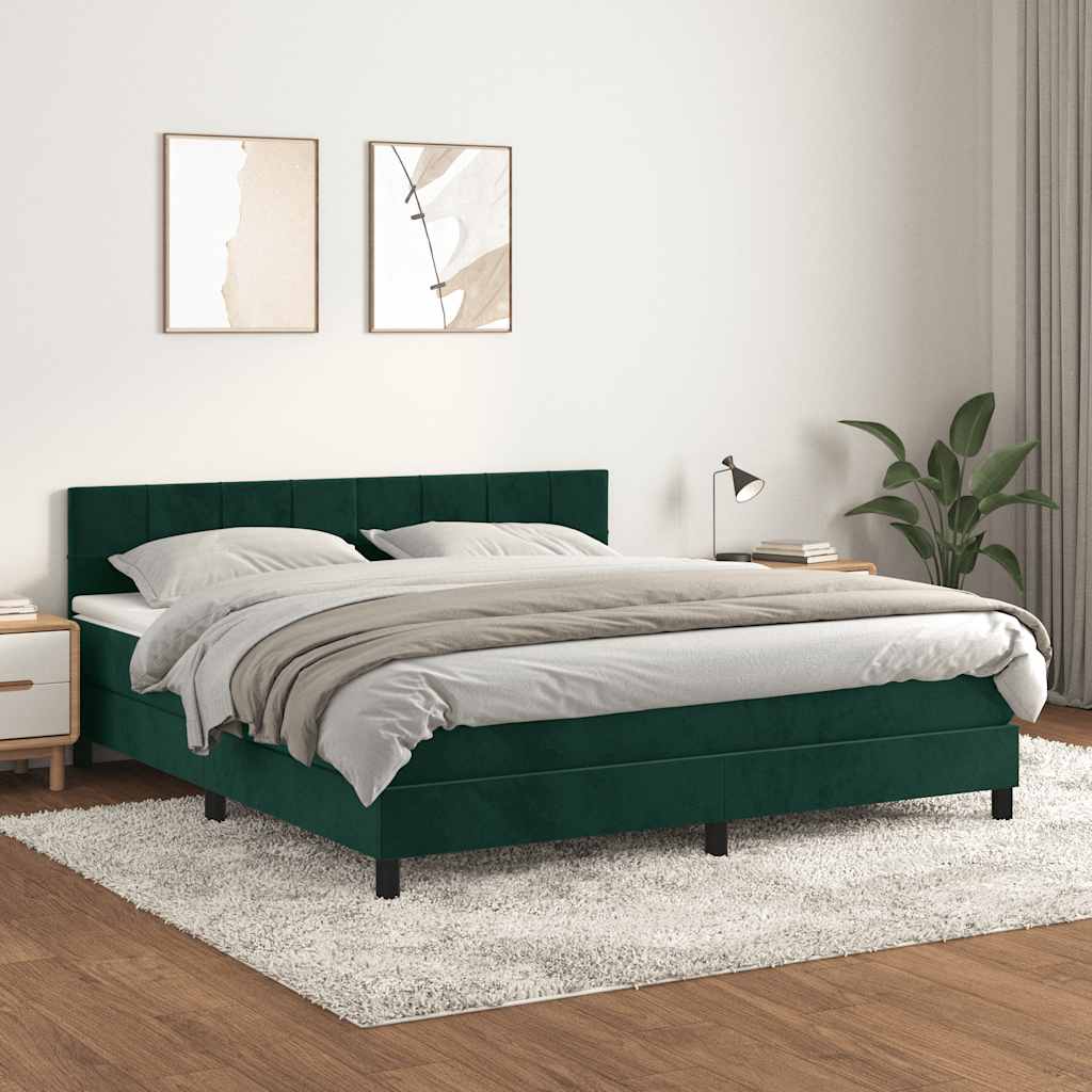 Sommier à lattes de lit et matelas Vert foncé 160x200cm Velours - XIOS