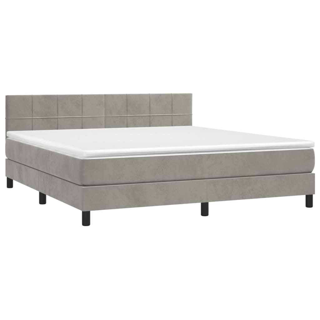 Sommier à lattes de lit et matelas Gris clair 180x200cm Velours - XIOS