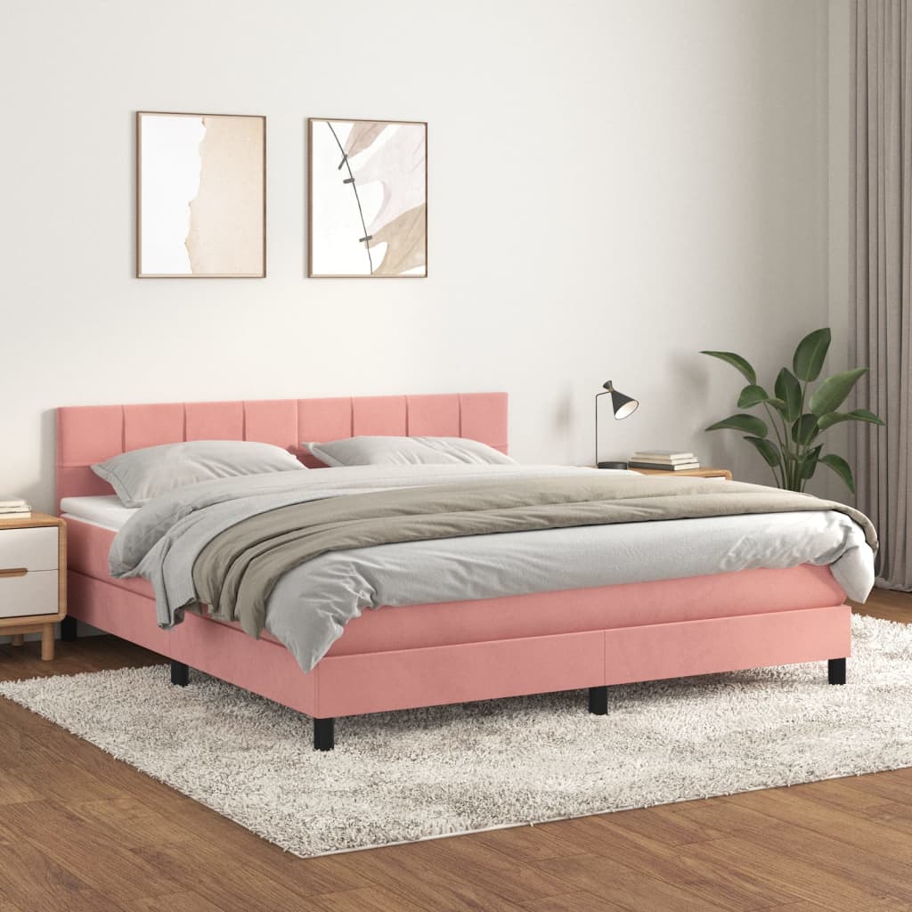 Sommier à lattes de lit avec matelas Rose 180x200 cm Velours - XIOS