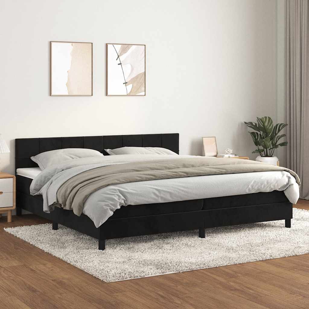 Sommier à lattes de lit et matelas Noir 200x200 cm Velours - XIOS