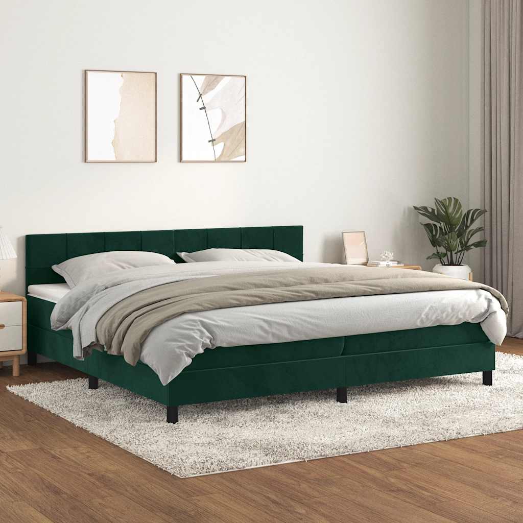 Sommier à lattes de lit et matelas Vert foncé 200x200cm Velours - XIOS