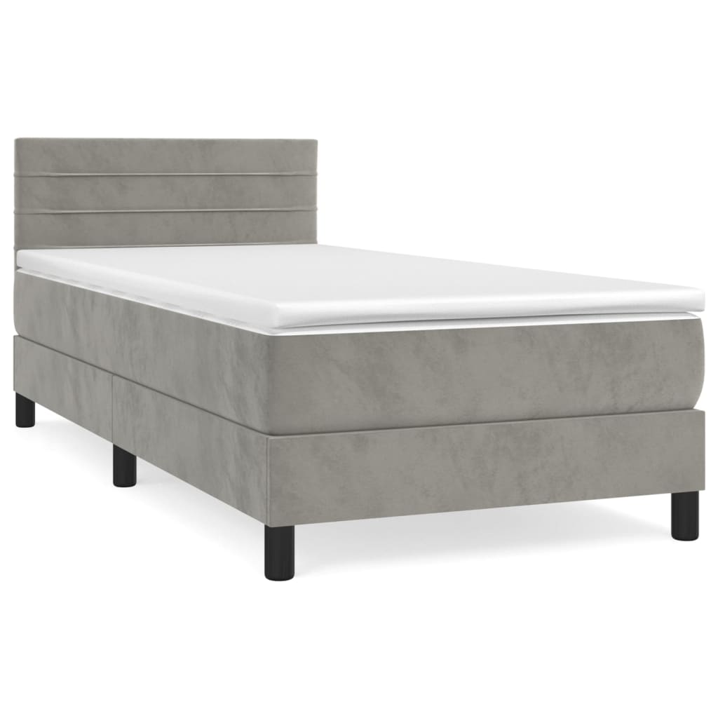 Sommier à lattes de lit et matelas Gris clair 80x200 cm Velours - XIOS