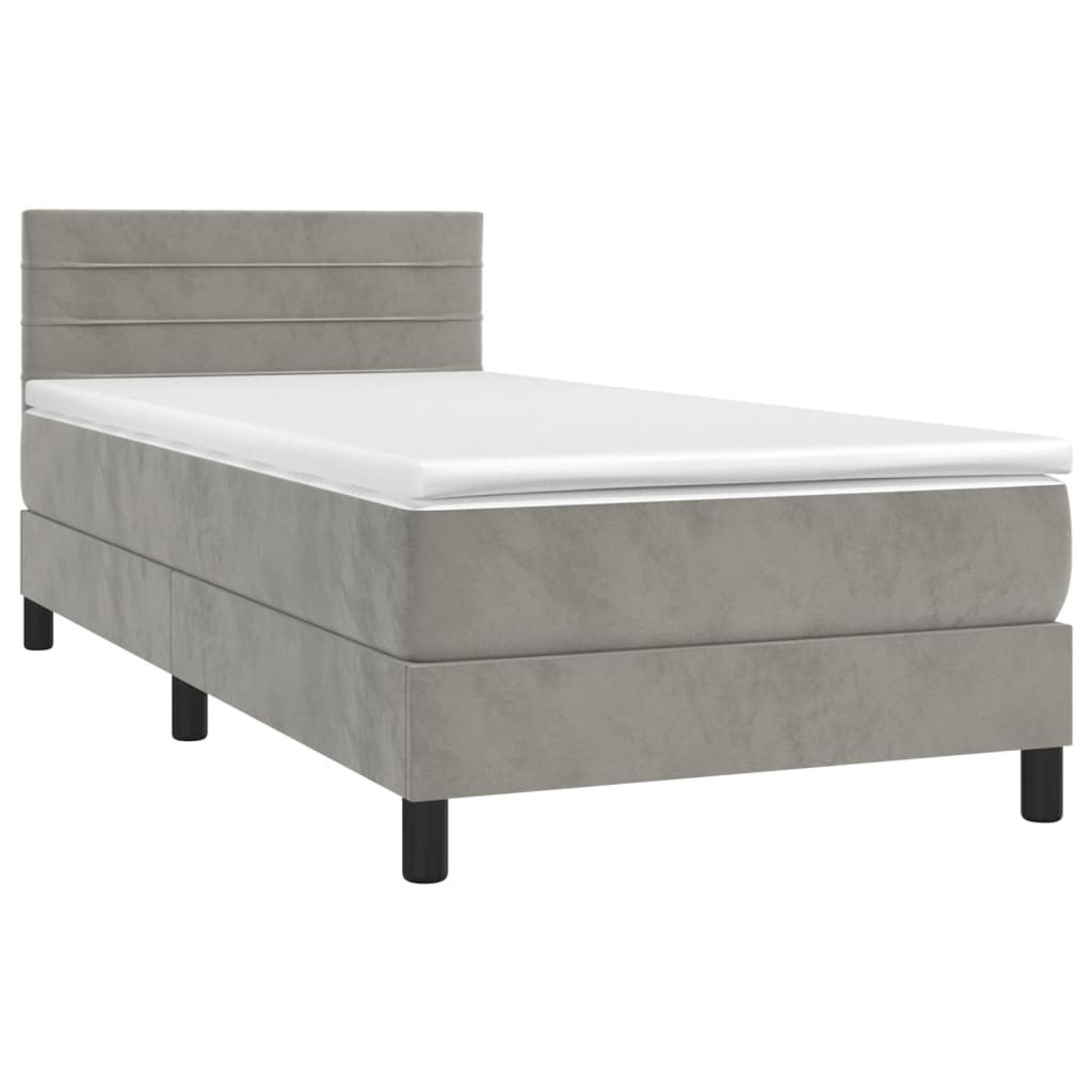 Sommier à lattes de lit et matelas Gris clair 80x200 cm Velours - XIOS